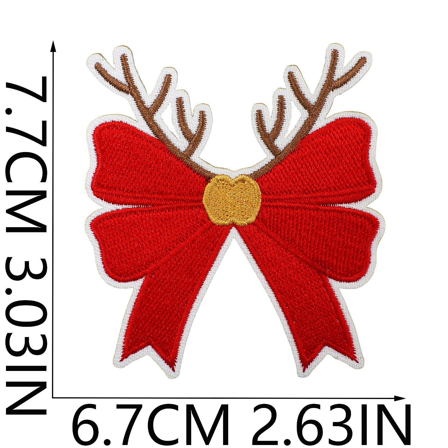 Wholesale Christmas Bow Theme Embroidered Cloth Patch Elk Bow Patch